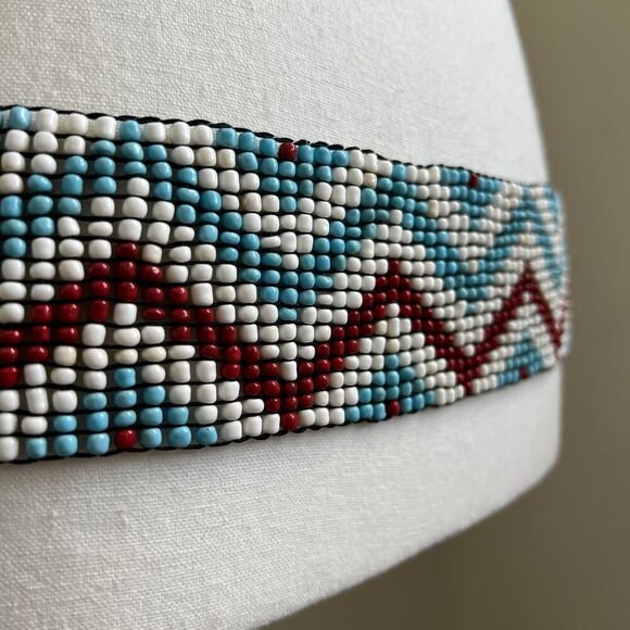 Vintage Y2K western beaded boho thick big wide statement belt Coachella hipslung - Picture 6 of 7